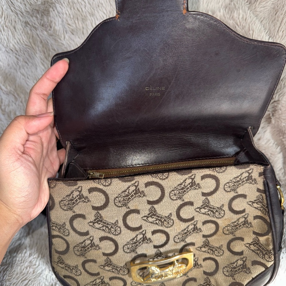 Celine Vintage Macadam Monogram Crossbody Bag with Horse Carriage Hardware - Picture 3 of 10